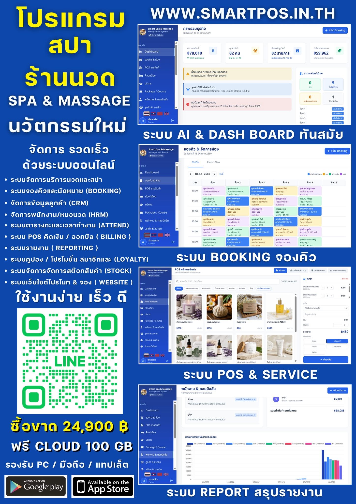 Smart Spa & Massage โปรแกรมบริหารร้านนวด สปา