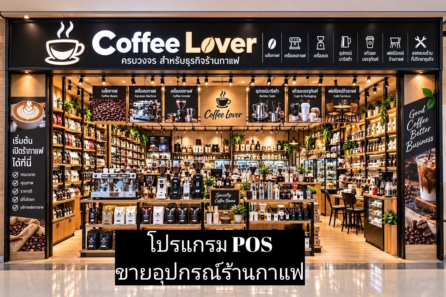 โปรแกรม POS ร้านขายอุปกรณ์เปิดร้านกาแฟ